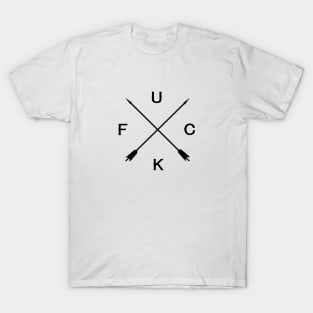 Fuck Crossed Arrow Sign T-Shirt - Black T-Shirt